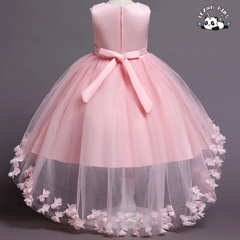 LEZONKIDS - Summer Baby Girl Princess Clothes Children Birthday Party Wedding Dress Kids Embroidered Boutique Dresses Age Short Sleeve Print